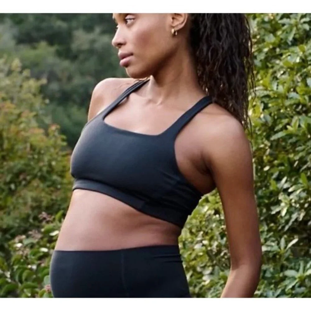 NWT $68 Free People X Hatch Maternity Bra Medium Black Never Better Square Neck - Picture 3 of 15